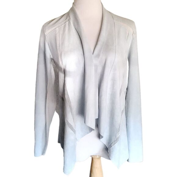 Alberto Makali Jackets & Blazers - Alberto Makali Faux Suede Mesh Drape Light Blue Cardigan Womens Small